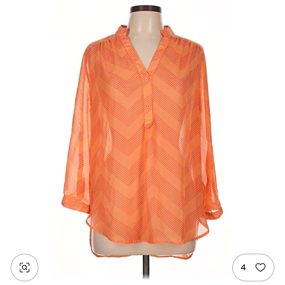 Tacera Orange Chevron Blouse